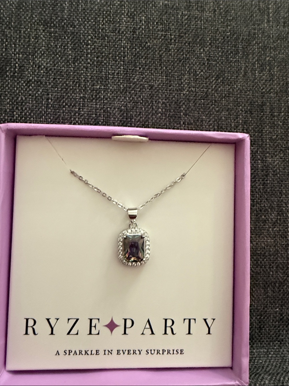 Ryze Party .925 Sterling Silver Necklace with mystic crystal Stone Pendant